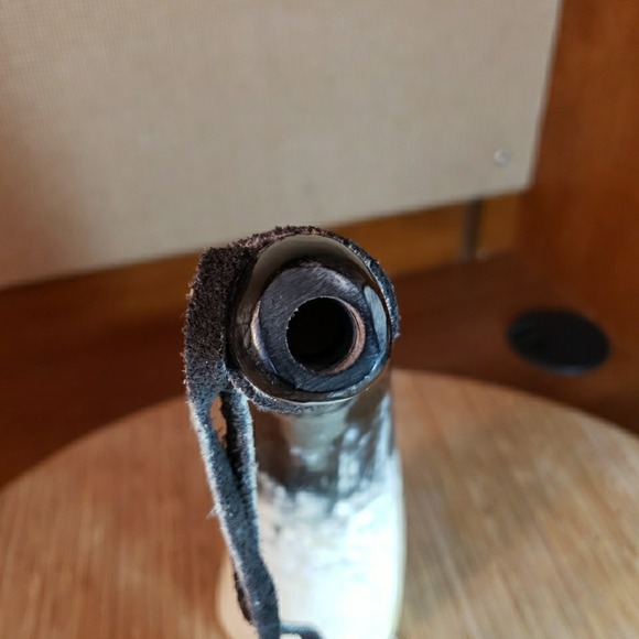 Vtg THE CHEROKEES 3 Pc 11" Powder Horn & Measurer w/Leather Strap & Wood Plug - Picture 13 of 16